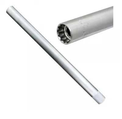 Tubo Saca Bujia 14mm Largo De Encastre 3/8 Estriado Pared Fina