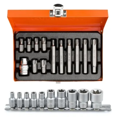 Juego De 13 Puntas Torx + Juego De 10 Tubos Torx Hembra De 1/4' - 3/8' Hamilton
