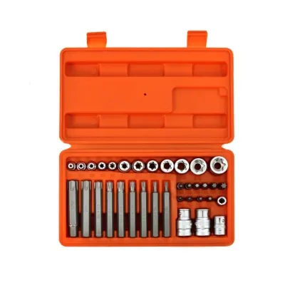 Juego De 35 Puntas Torx Y Tubos Torx Hembra Combinado  1/4-3/8-1/2